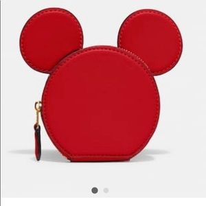 Limited Edition NWT Disney x Coach Mickey & Friends Coin Case in Red Mickey ears